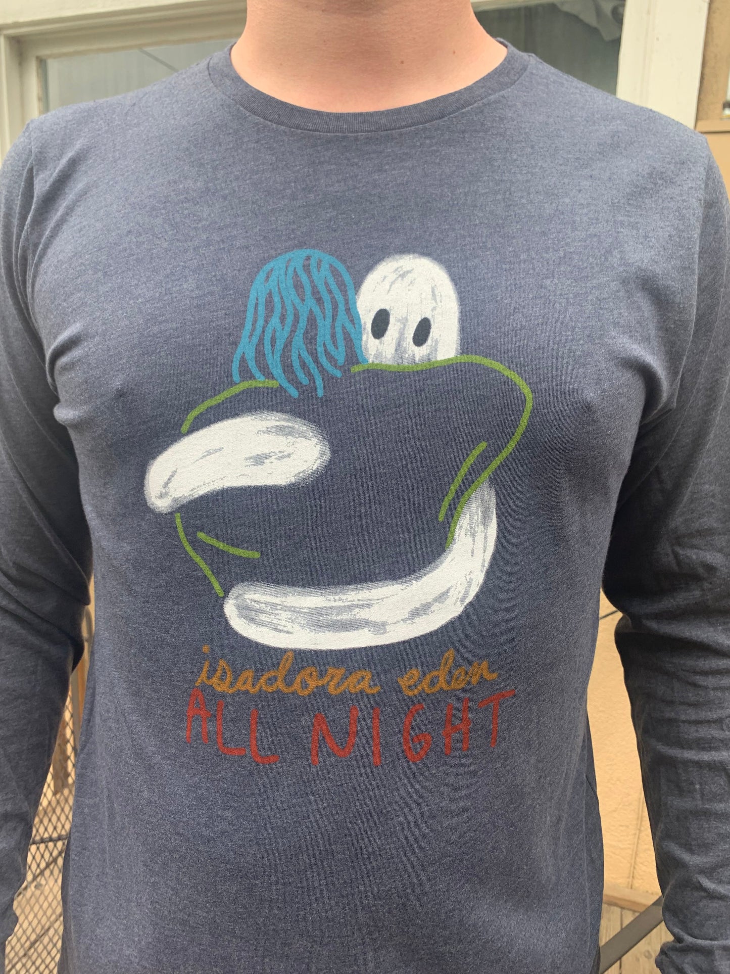 Long sleeve ghost hug t-shirt in heather navy